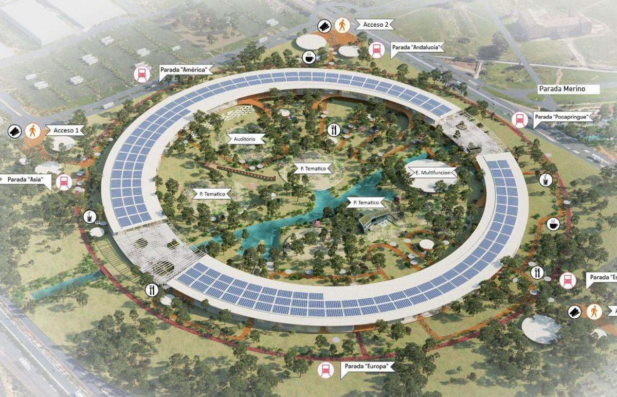 Recinto de la Expo 2027 proyectado en Málaga. | L.O