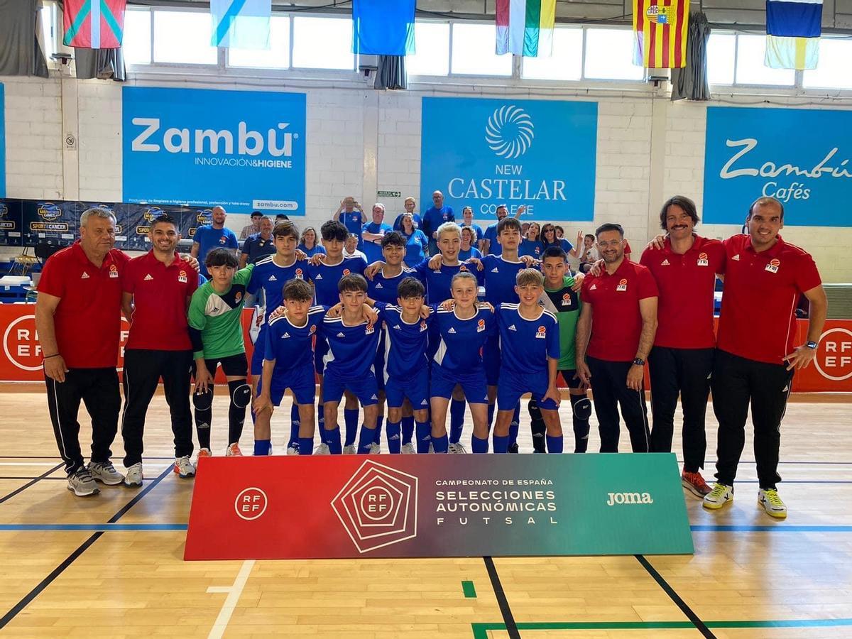 La selección balear sub-14 de fútbol sala que ayer ganó a Murcia.