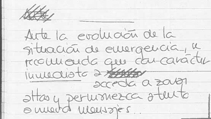 Imagen de la anotación aportada a la causa por Jorge Suárez