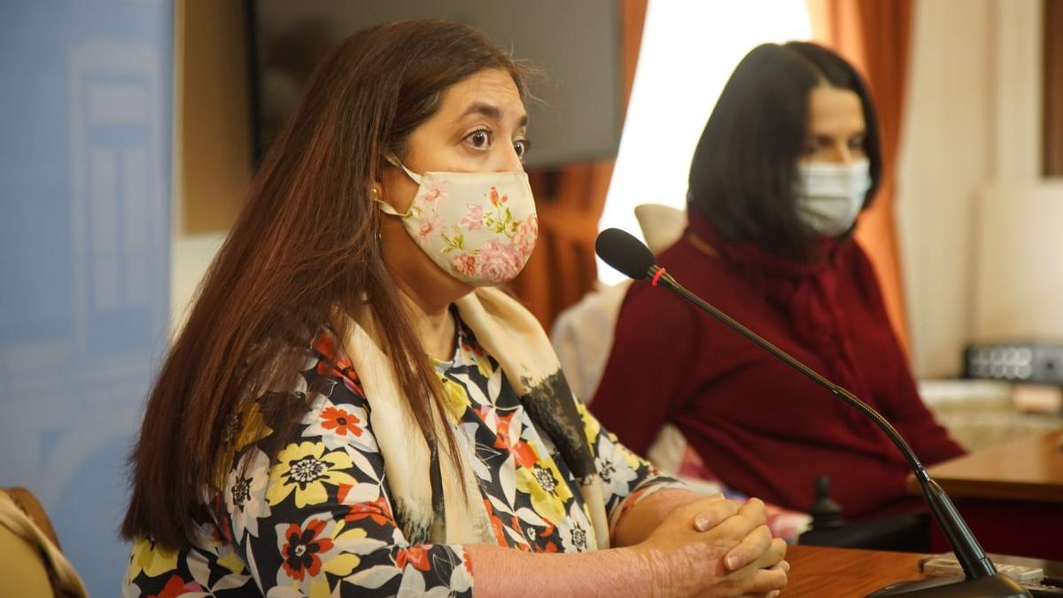 Conchi Moyano, durante la rueda de prensa en el Ayuntamiento de Zamora.