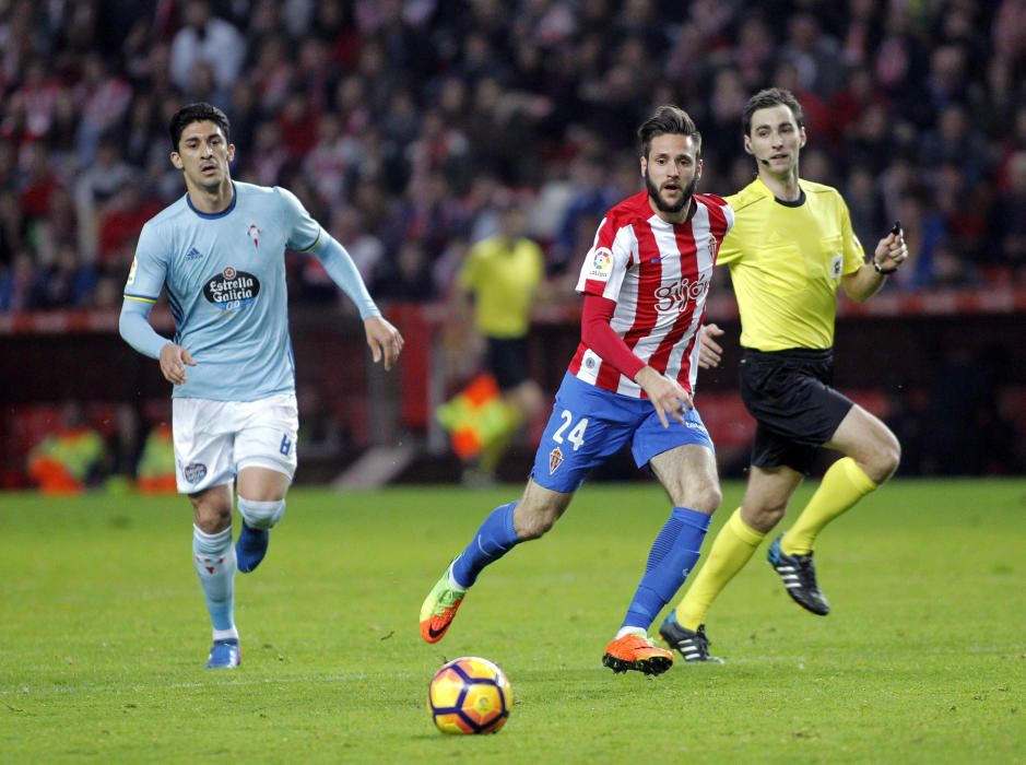 FARO recopila las imágenes del duelo entre gijoneses y vigueses en El Molinón, que terminó con empate (1-1).