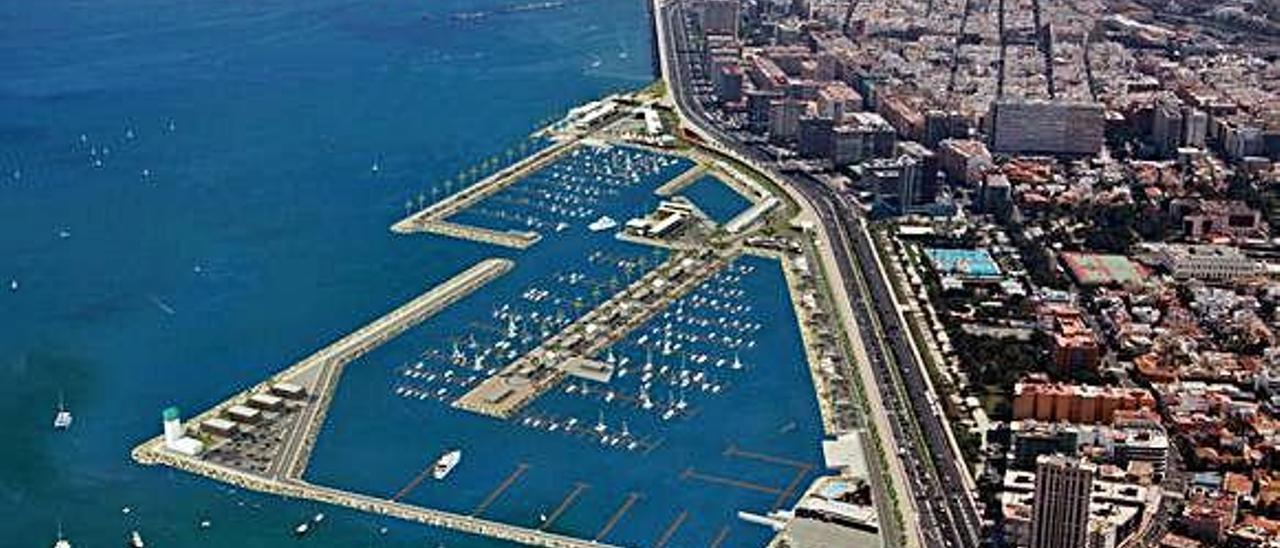 Recreación informática del aspecto que tendrá el Muelle Deportivo de Las Palmas de Gran Canaria tras la ampliación de sus instalaciones.