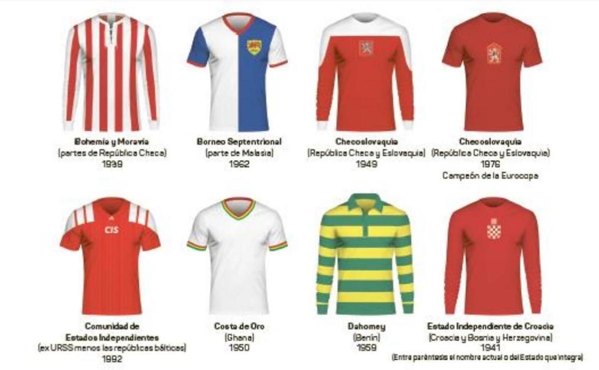 Algunas de las camisetas que se utilizaron en pasajes históricos concretos.