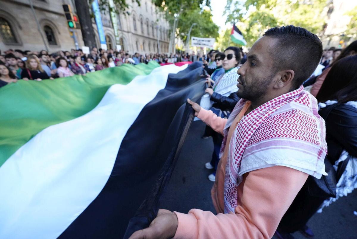 Acción en Barcelona para denunciar el genocidio en Gaza