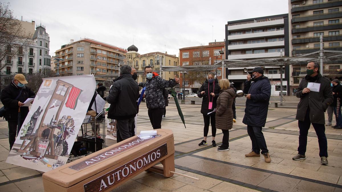 Protesta de trabajadores y autónomos en Zamora.