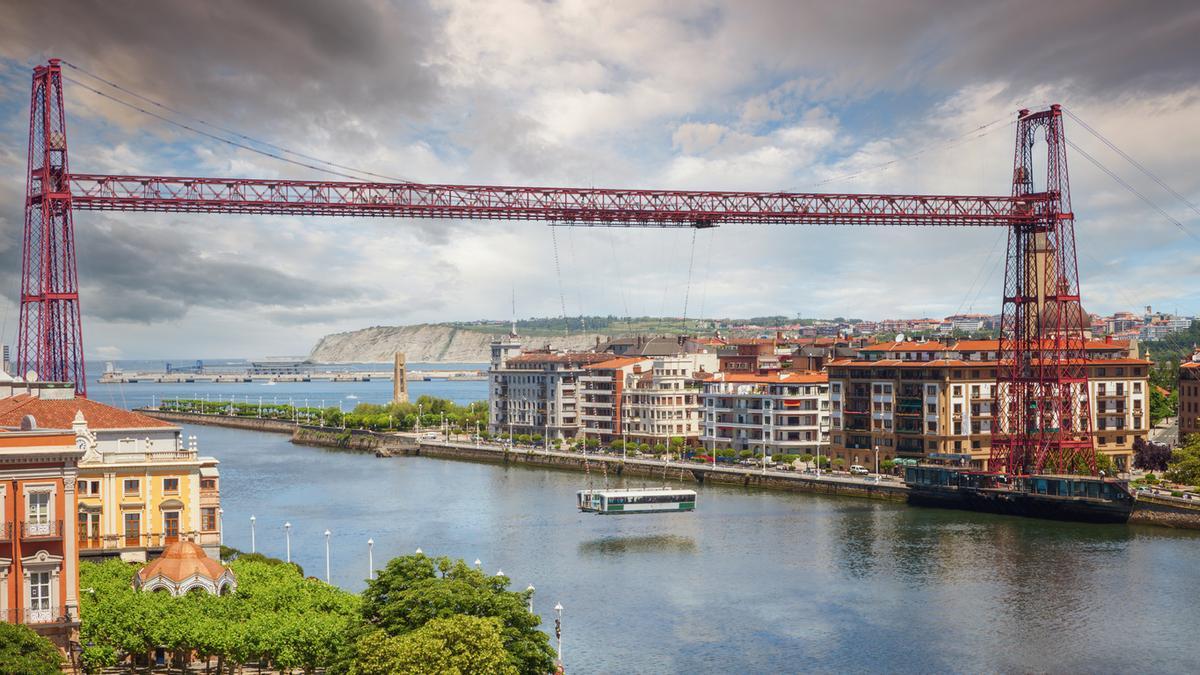 Puente vizcaya, une las localidades de Portugalete y Getxo, País Vasco, Vizcaya, España.