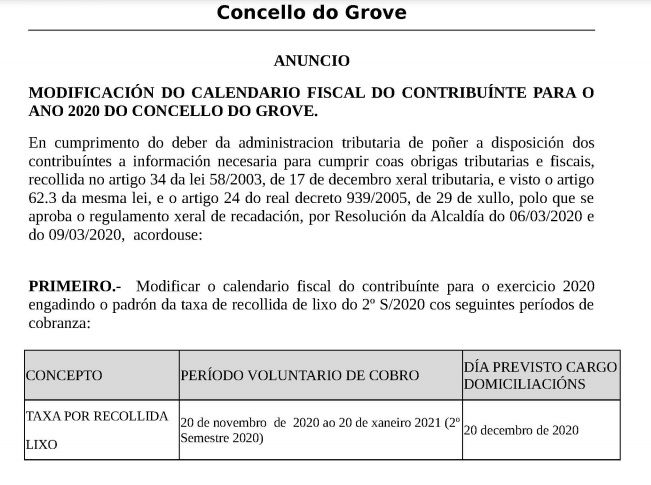 La modificación introducida por el alcalde en el calendario fiscal.