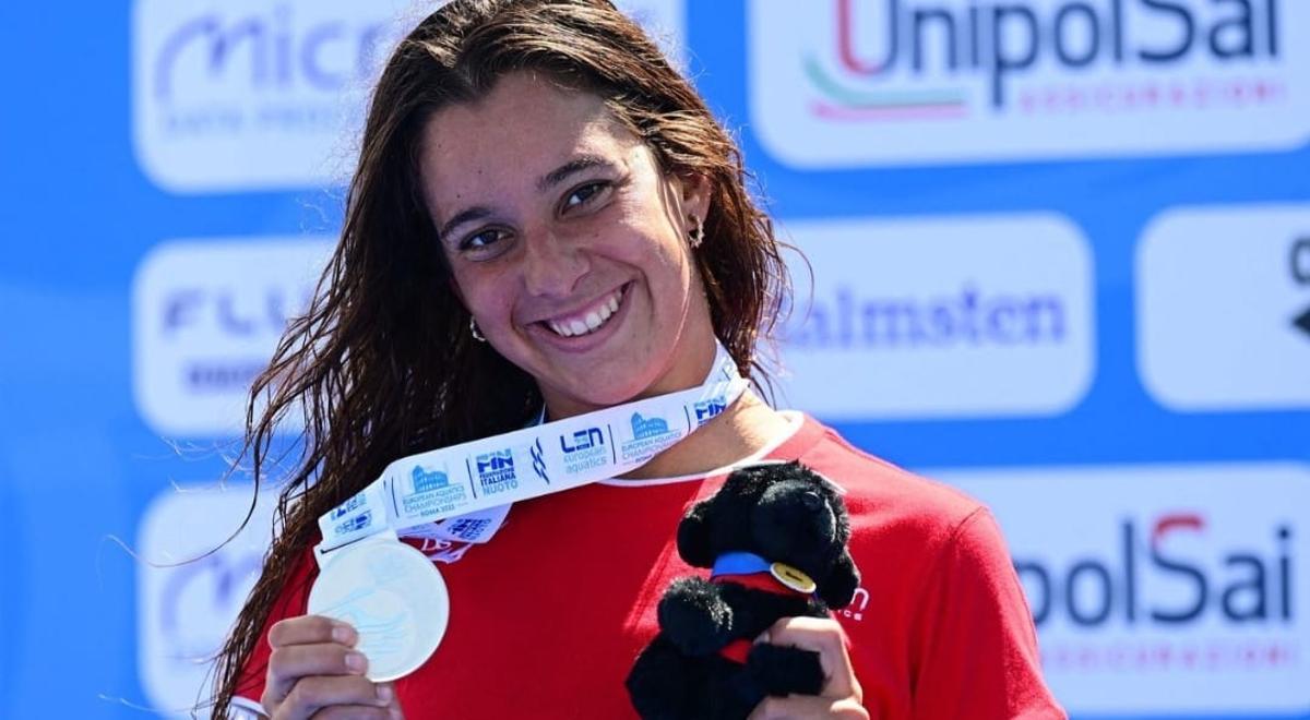 María de Valdés, tras ganar una medalla.