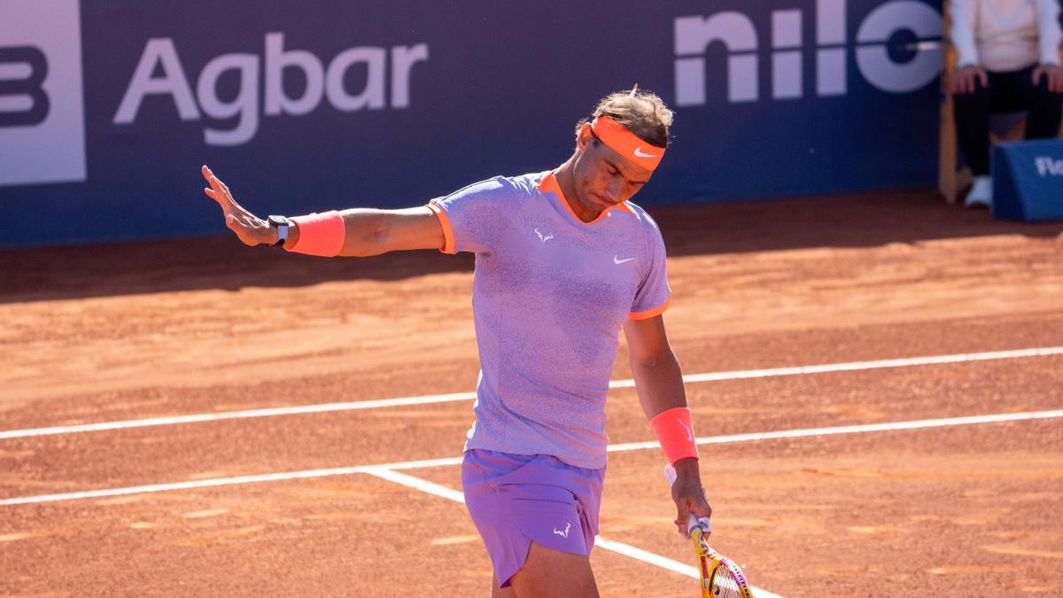 Open Barcelona tennis. Rafael Nadal wins his first match in the first round of the ATP 500 Conde de Godó in Barcelona against Flavio Cobolli. Rafael Nadal gana su primer partido en la primera ronda del ATP 500 Conde de Godó de Barcelona contra Flavio Cobolli. in the pic: Rafael nadal News Sports -Barcelona, Spain Tuesday,april 16, 2024 (Photo by Eric Renom/LaPresse)