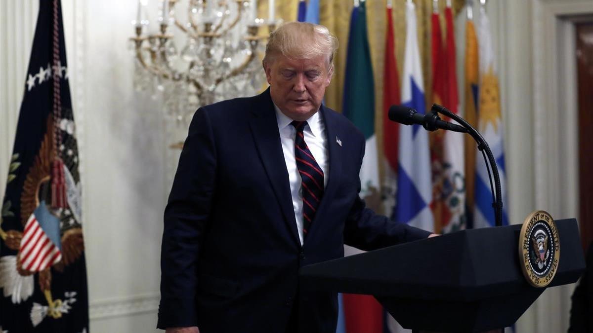 El presidente de EEUU, Donald Trump, durante una recepción en la Casa Blanca este viernes.