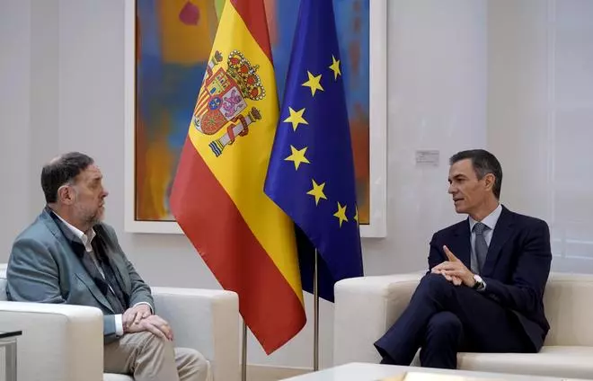 Pedro Sánchez y Oriol Junqueras, en Moncloa.