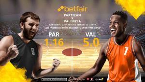 Partizán vs. Valencia Basket: horario, TV, estadísticas, clasificación y pronósticos