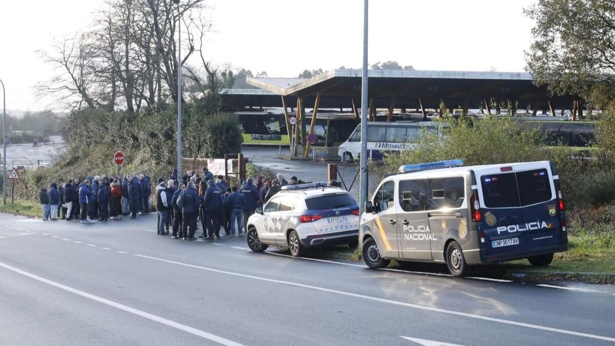 Imagen de la cochera de Amio durante una de las jornadas de huelga en diciembre