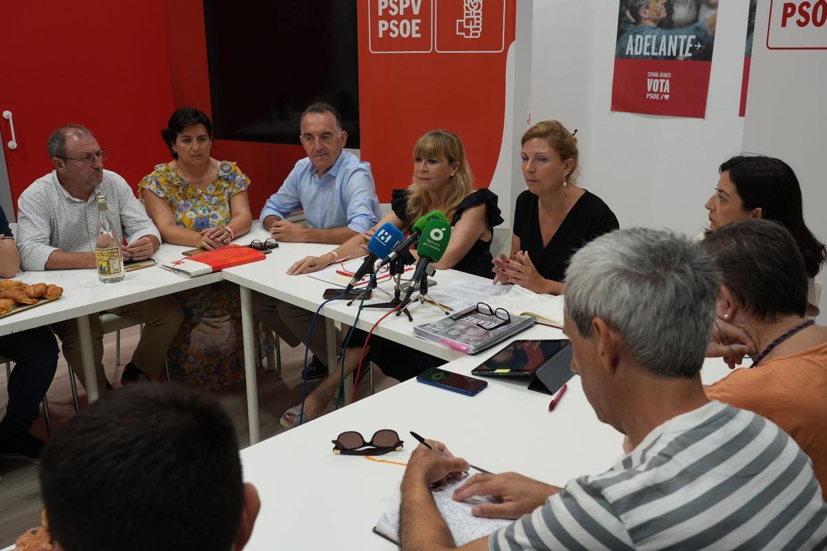 Un momento de la comparecencia en Castelló de candidatos socialistas por la provincia para el 23J
