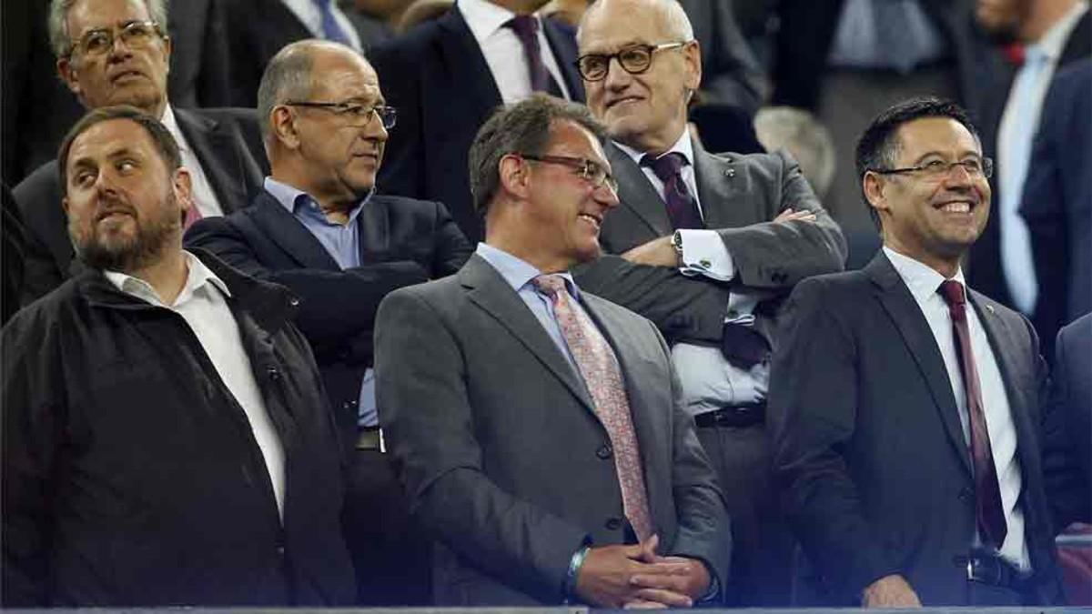 Oriol Junqueras, en el palco del Camp Nou