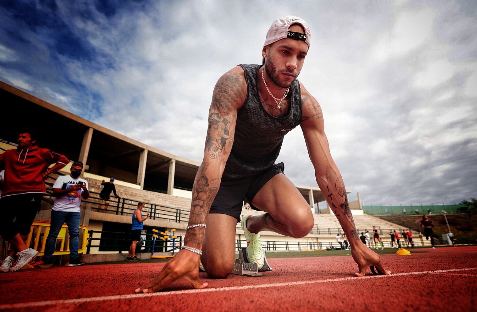 El atleta italiano Marcell Jacobs, oro en los Juegos de Tokio 2020, se entrena en Tenerife