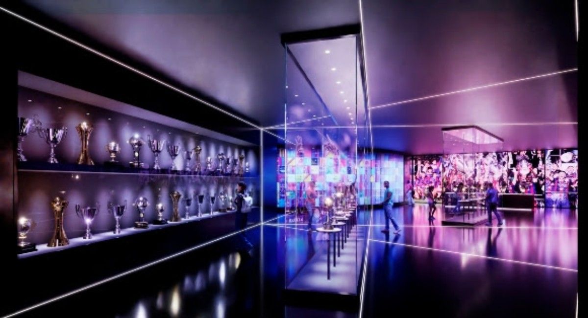 Una recreación del nuevo Museu del Barça temporal que se instalará en el Palau de Gel.
