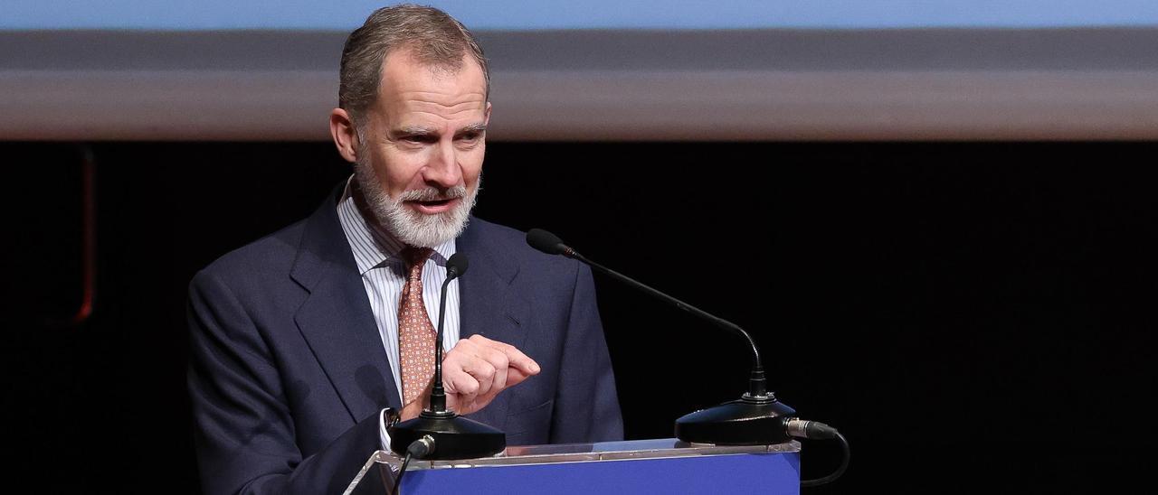 El Rey Felipe VI preside la inauguración del 150º aniversario de la Intervención General de la Administración del Estado (IGAE) en el Museo Nacional Centro de Arte Reina Sofía.