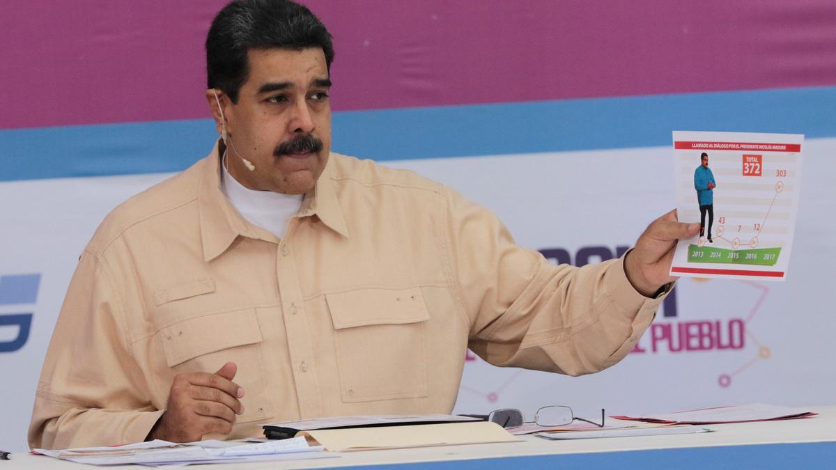 Nicolas Maduro, durante el acto en el que ha anunciado la creación del 'petro'.