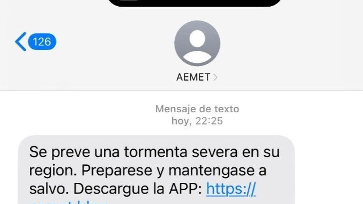 Imagen de la alerta de la AEMET