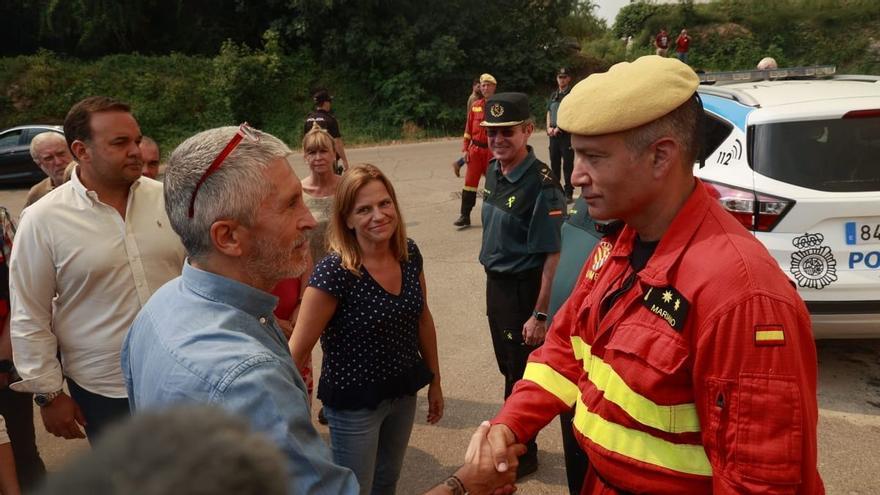Fernando Grande Marlaska visita las zonas afectadas por el incendio de Bejís
