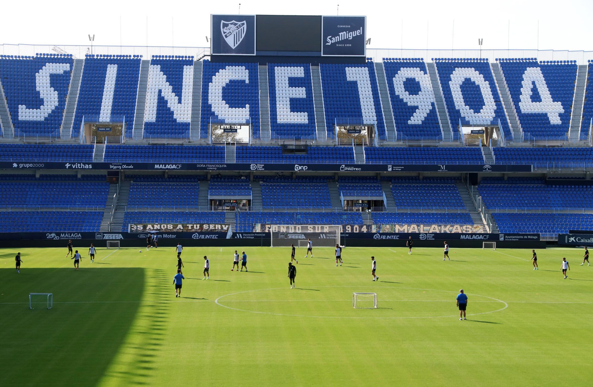 Entrenamiento a puerta abierta del Málaga CF