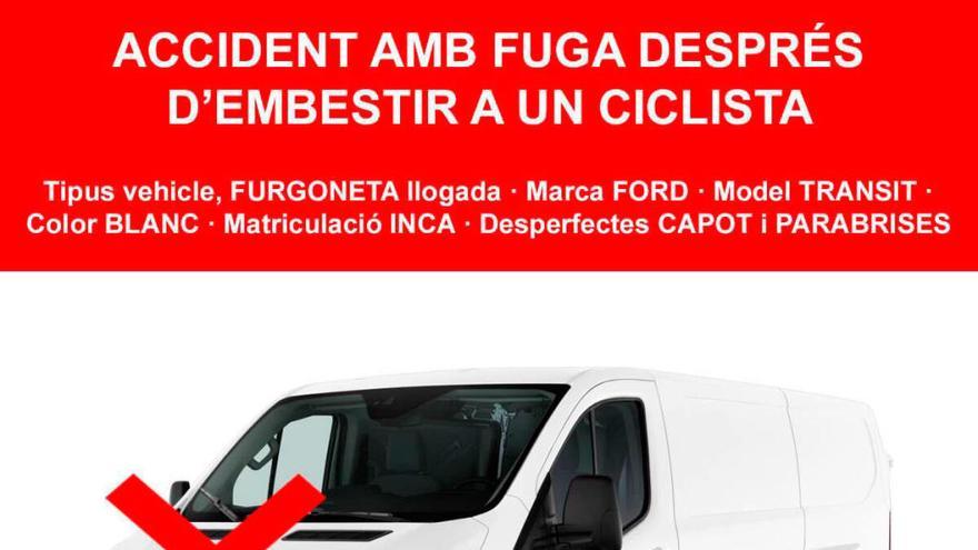 Buscan al conductor de una furgoneta dado a la fuga tras atropellar a un ciclista en Palma