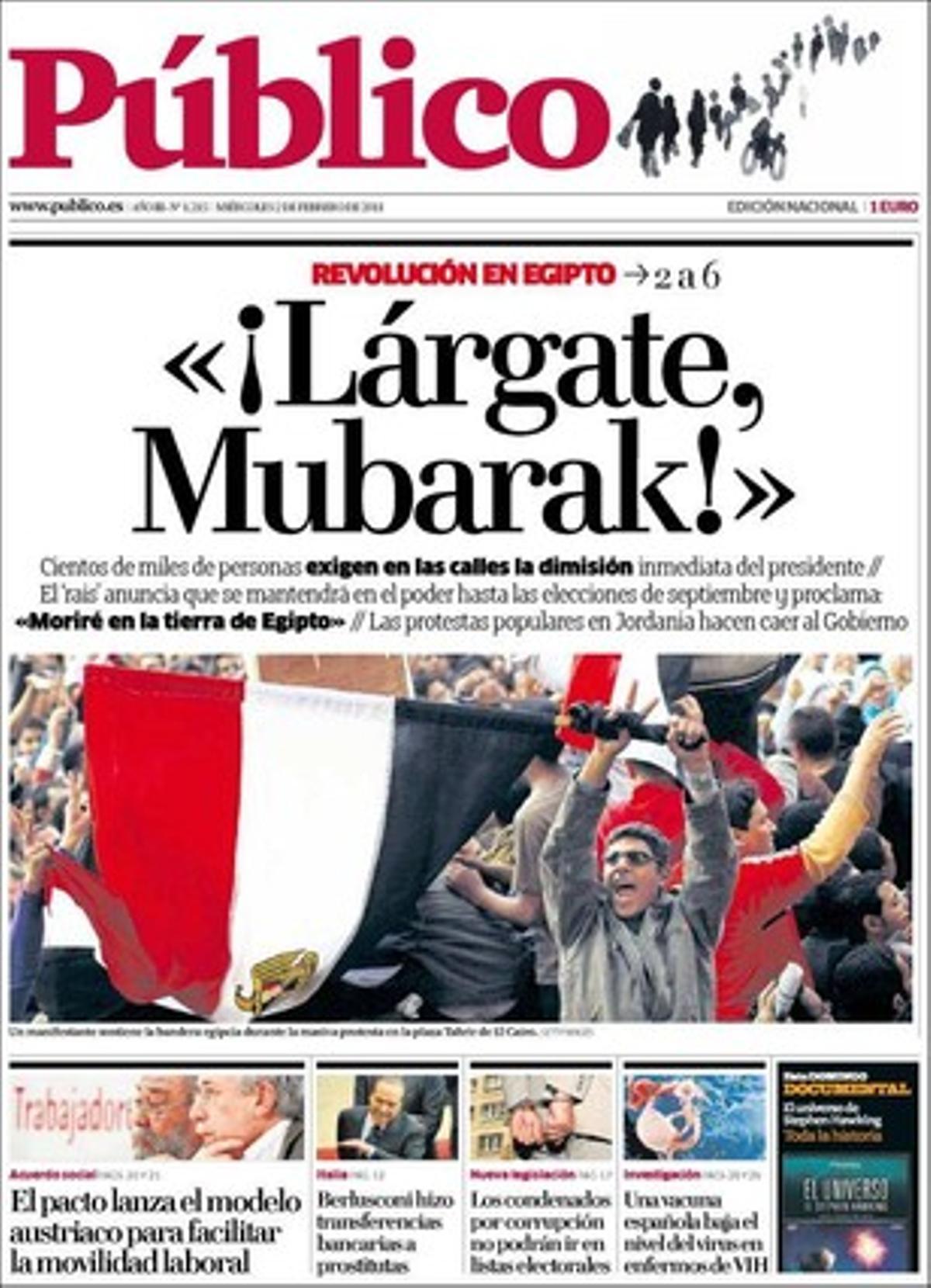 ’Público’ destaca en pàgines interiors que la reforma de la llei orgànica de règim general publicada el dissabte pel BOE impedeix que els polítics condemnats per corrupció, encara que la sentència no sigui firme, puguin tornar a ser candidats. També que la ministra de Foment considera un pas enrere reduir les ’zones 80’; que famílies sense recursos viuen en garatges d’Empuriabrava, i que la fusió no salva Cuatro ni Telecinco als índexs d’audiències.
