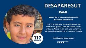 Rami, un menor desaparecido en Granollers.
