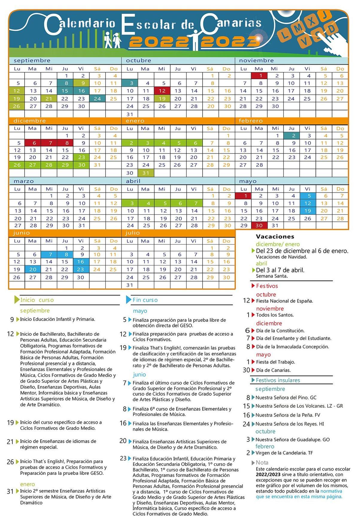 Calendario escolar 22/23.