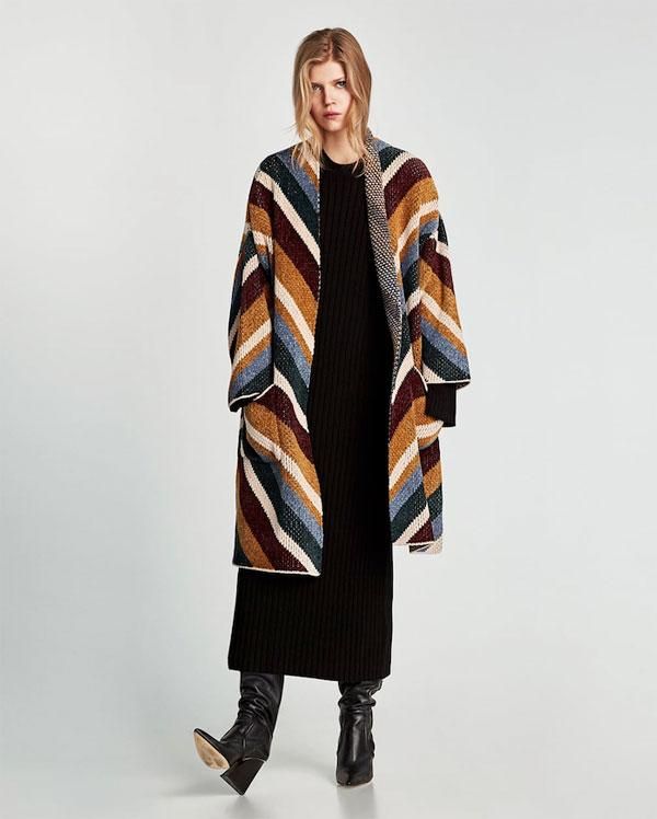 Abrigo oversize jacquard, Zara