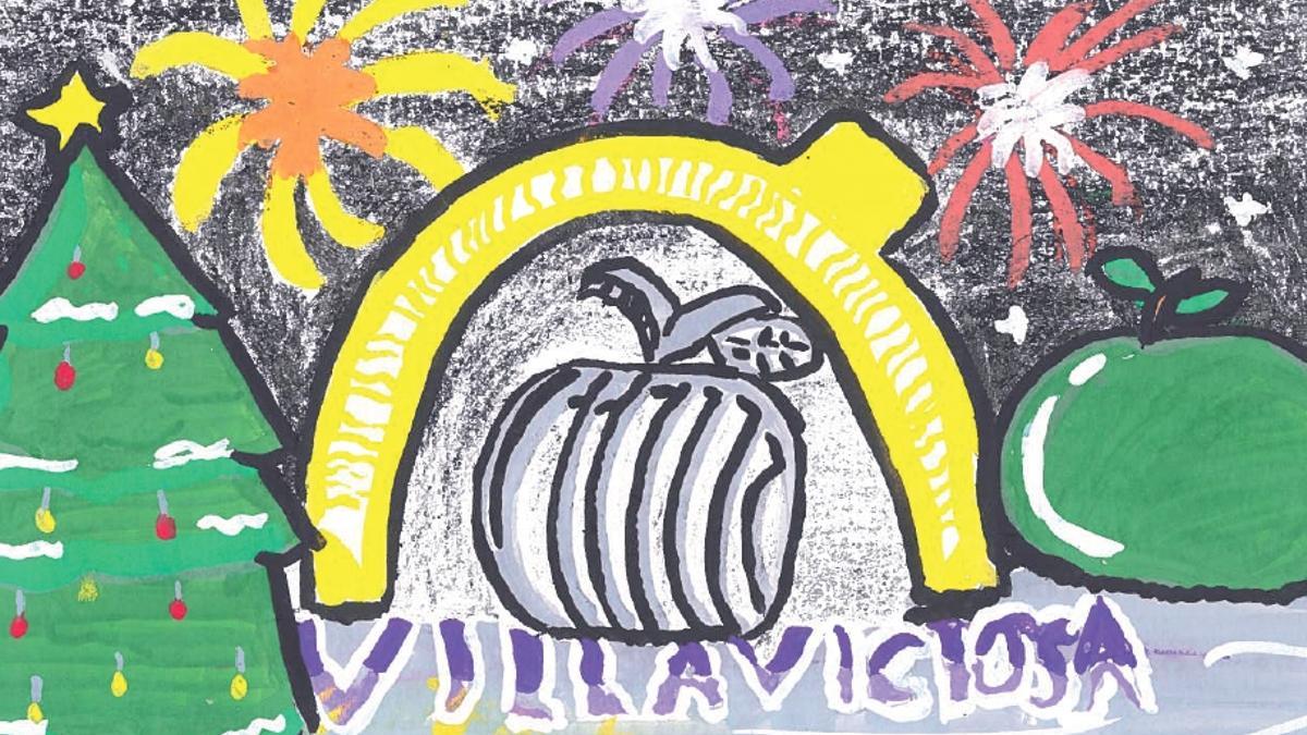 Postal navideña de Villaviciosa, con la obra ganadora del concurso municipal.