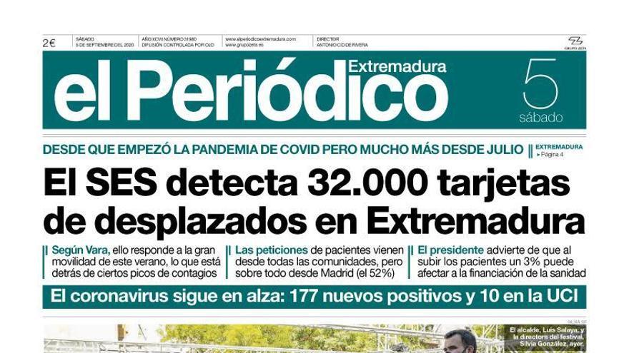 Esta es la portada de EL PERIÓDICO EXTREMADURA correspondiente al día 05 de septiembre del 2020