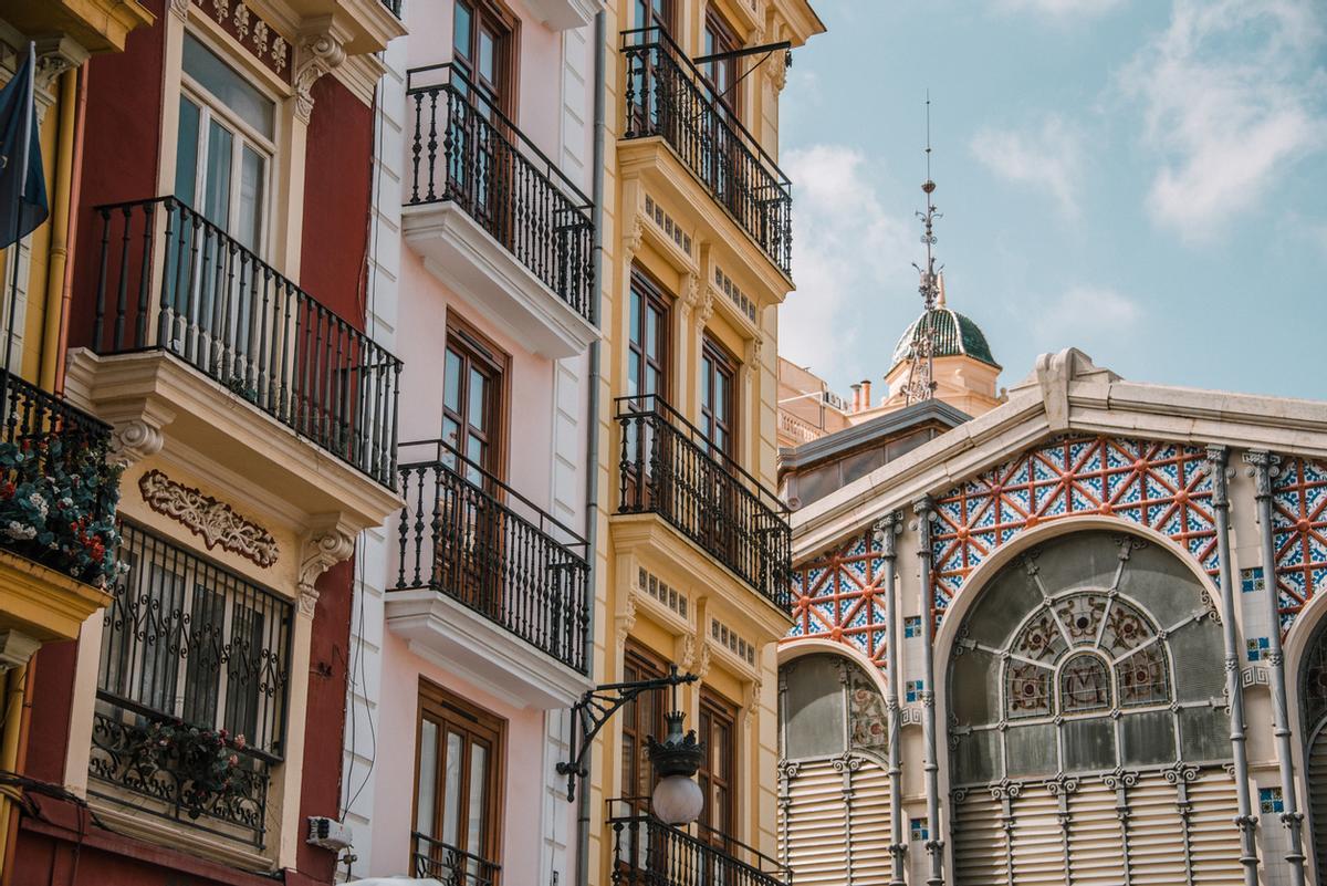 Calles de alrededor del Mercado Central de Valencia.