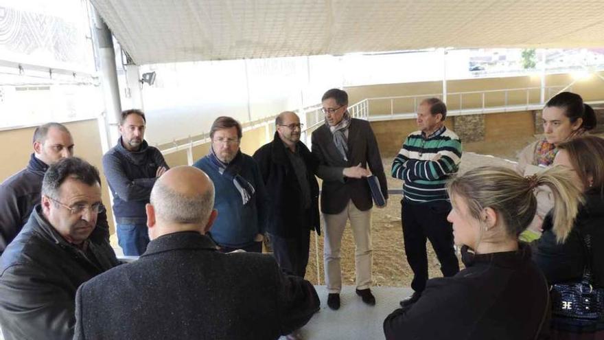 El procurador Martín Benito, a la izquierda, en la reciente visita del director de Patrimonio a la villa romana.