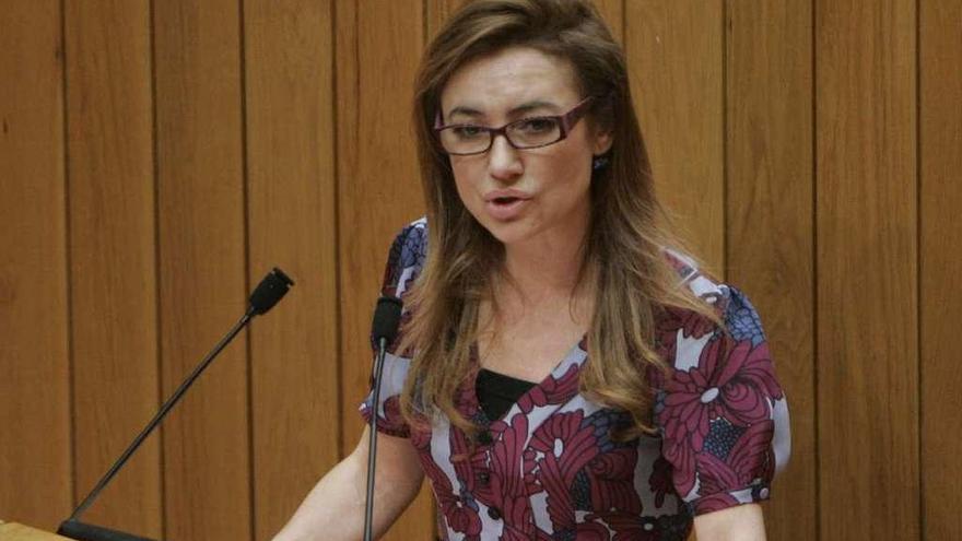 Marta Fernández Currás en una comparecencia en el Parlamento gallego.