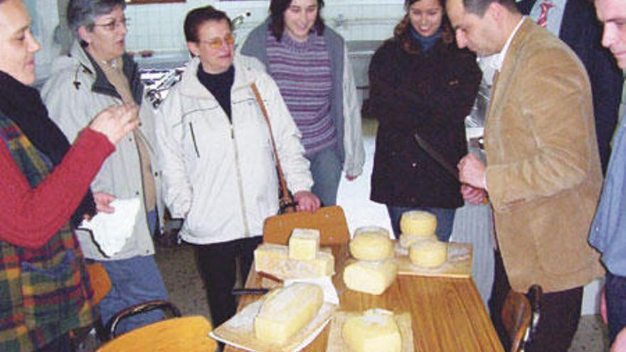 Quesos de Genestoso en un curso de elaboración de este producto cangués.