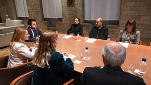Reunión del presidente Pere Aragonès y las conselleras Natàlia Garriga y Natàlia Mas con la plataforma Actua Cultura