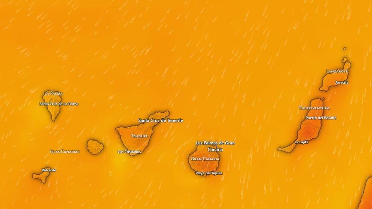 Calor con temperaturas de hasta 34 grados y rachas de viento muy fuerte este domingo en Canarias