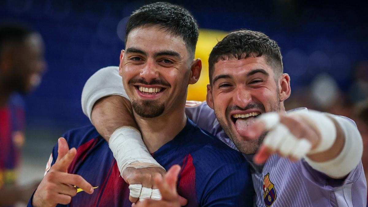 Erick y Miquel Feixas, tras la victoria ante Ribera Navarra