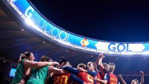 Las futbolistas de la selección celebrando un gol en la pasada concentración