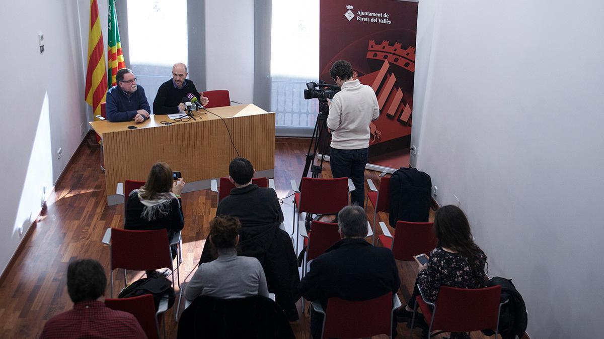 Rueda de prensa en el Ayuntamiento de Parets del Vallès.