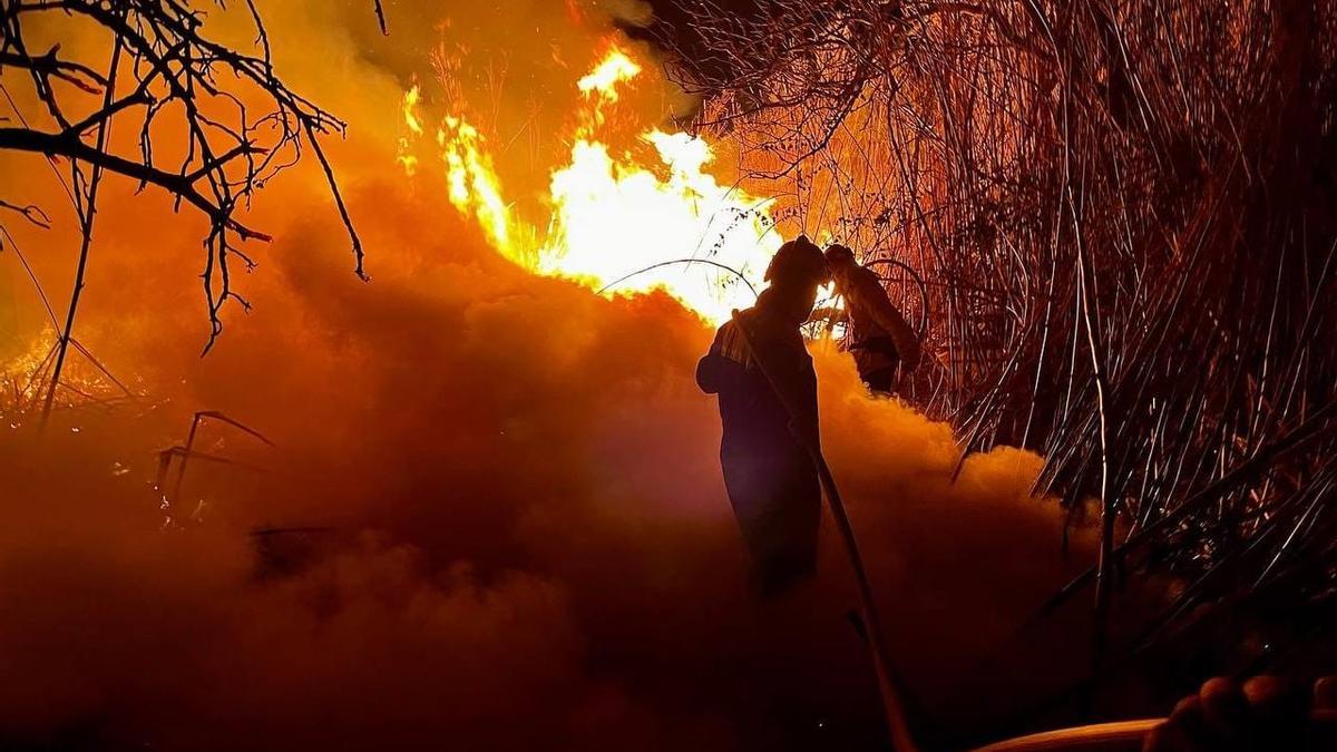 Els efectius desplaçats a Port de la Selva actuant en l&#039;incendi