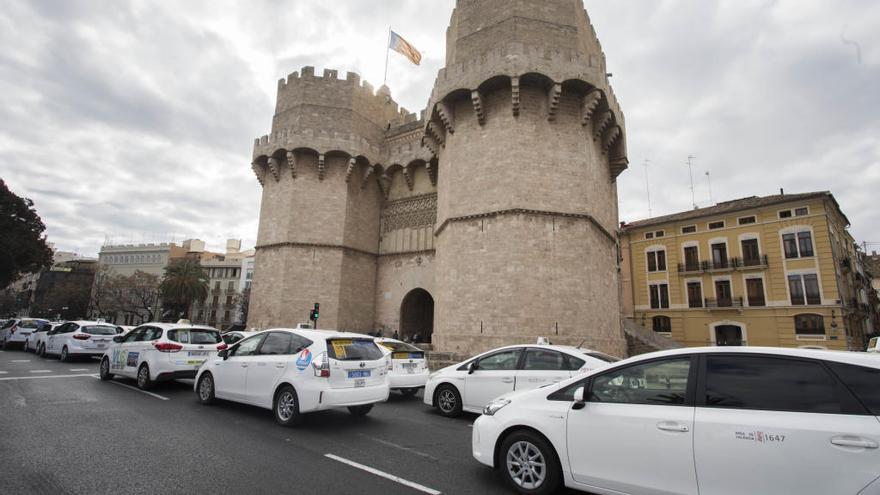 Protesta de taxis, la pasada semana en València