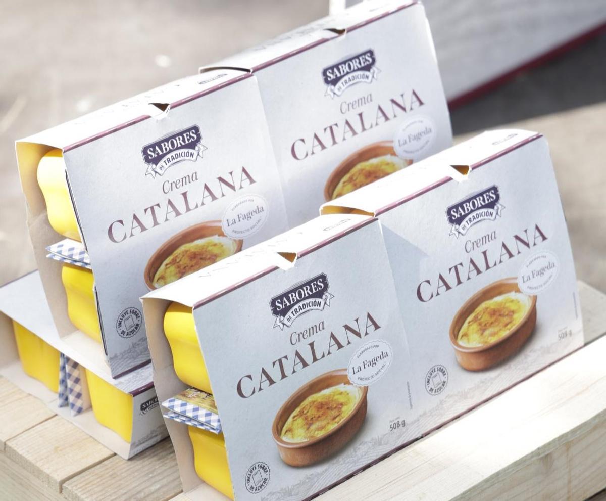 El envase de la nueva crema catalana elaborada por La Fageda que venderá Lidl