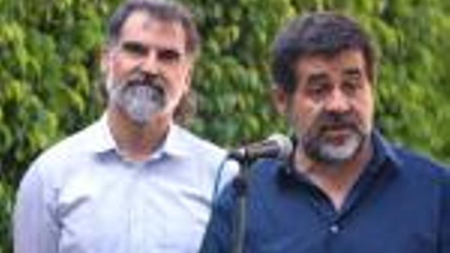 Jordi Cuixart i Jordi Sánchez en un acte de l&#039;ANC.