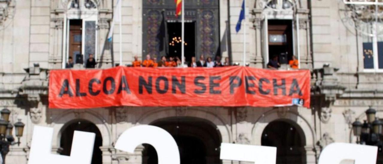 Protesta de trabajadores de Alcoa en 2018.