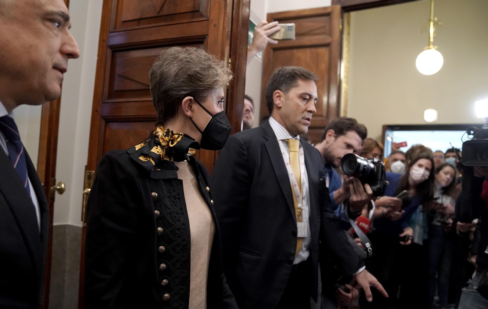 La directora del CNI a su llegada al Congreso.