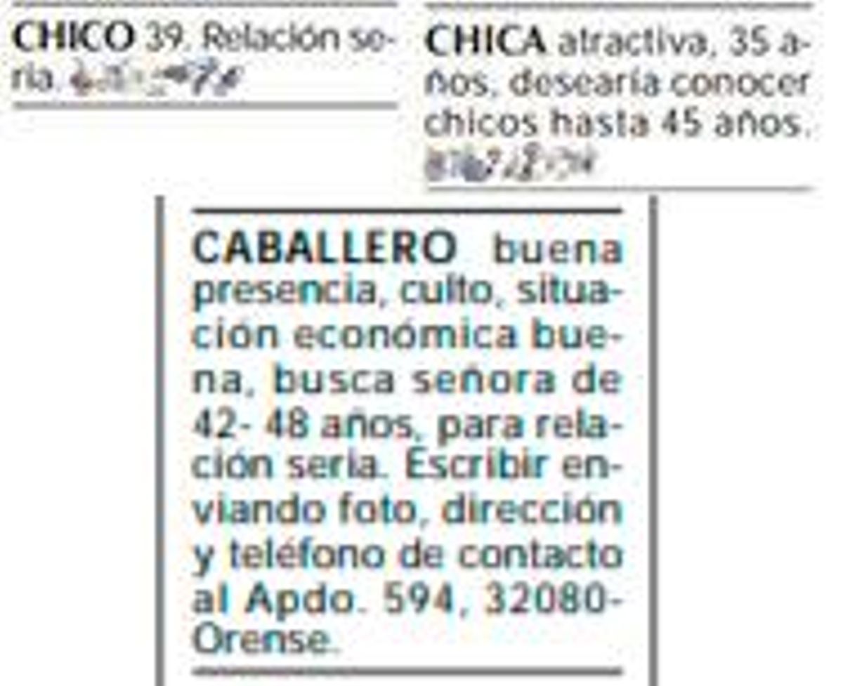 Más ejemplos de anuncios en el diario.