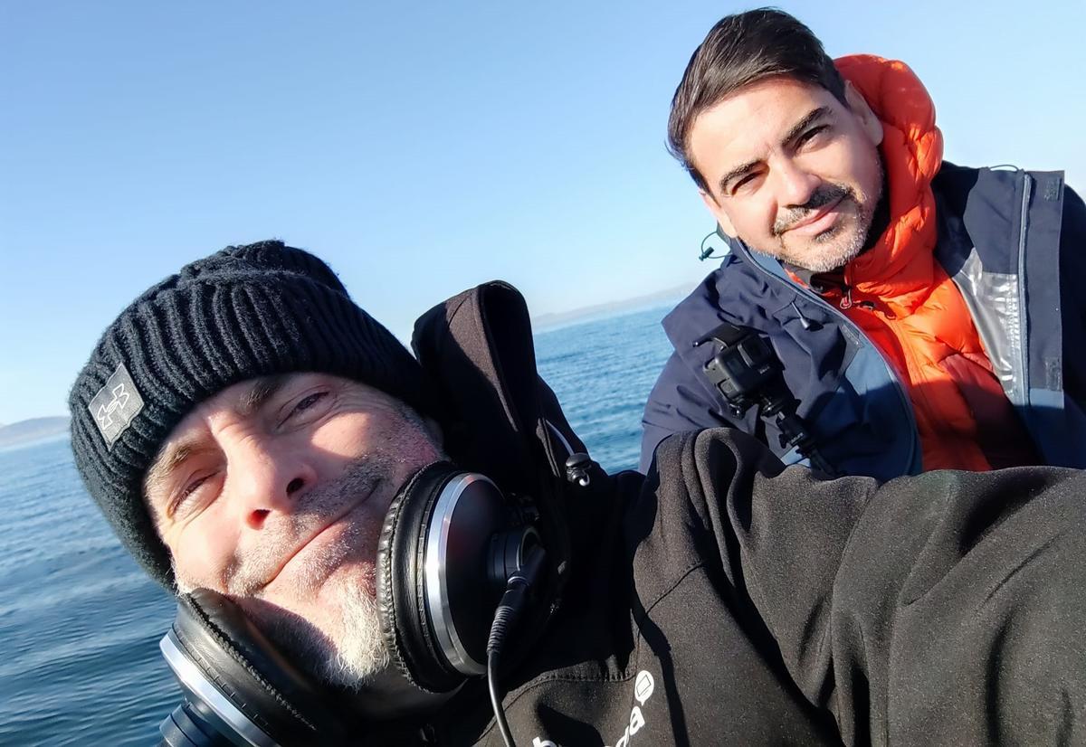 José María Egea y Paco Portero durante el rodaje del documental.